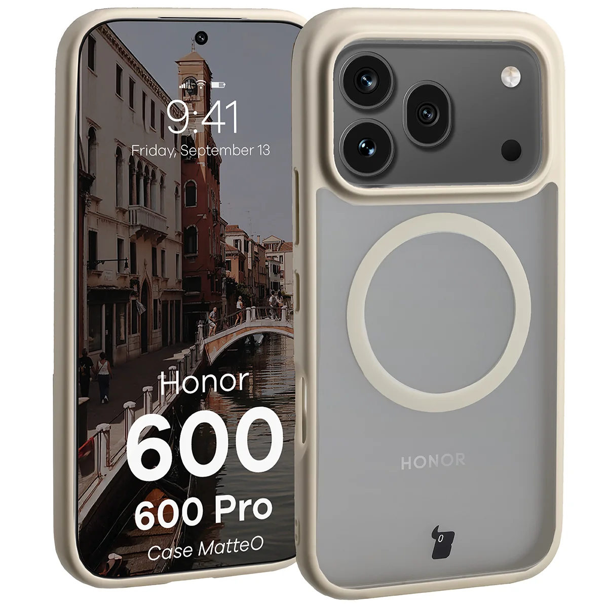 Handyhülle mit Magnetring für Honor 600 5G / 600 Pro 5G, Bizon Case MatteO, Getönt-Beige