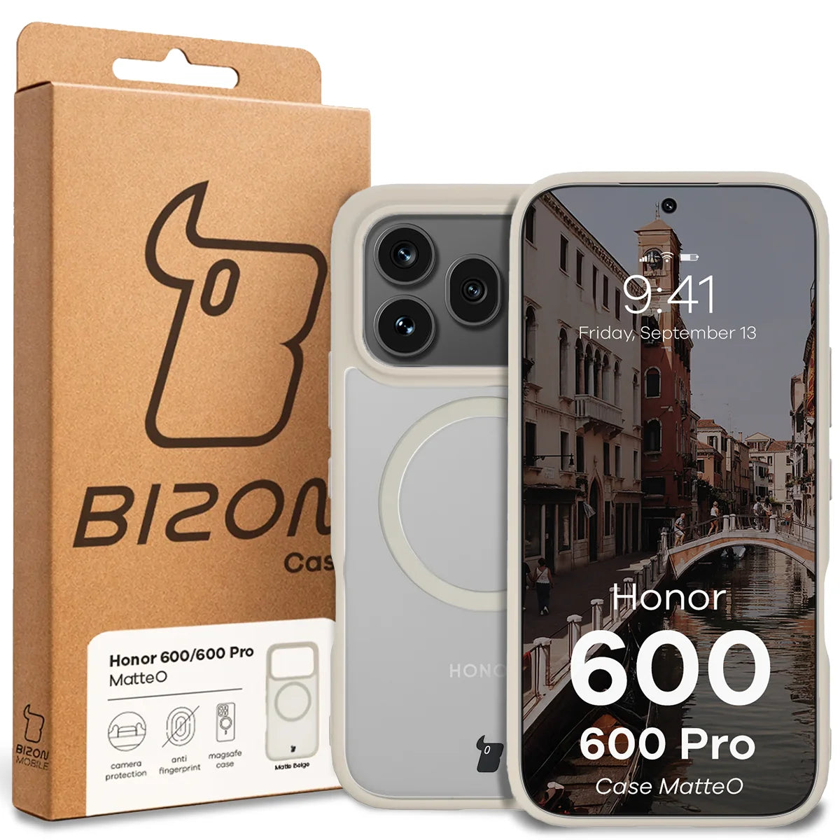 Handyhülle mit Magnetring für Honor 600 5G / 600 Pro 5G, Bizon Case MatteO, Getönt-Beige