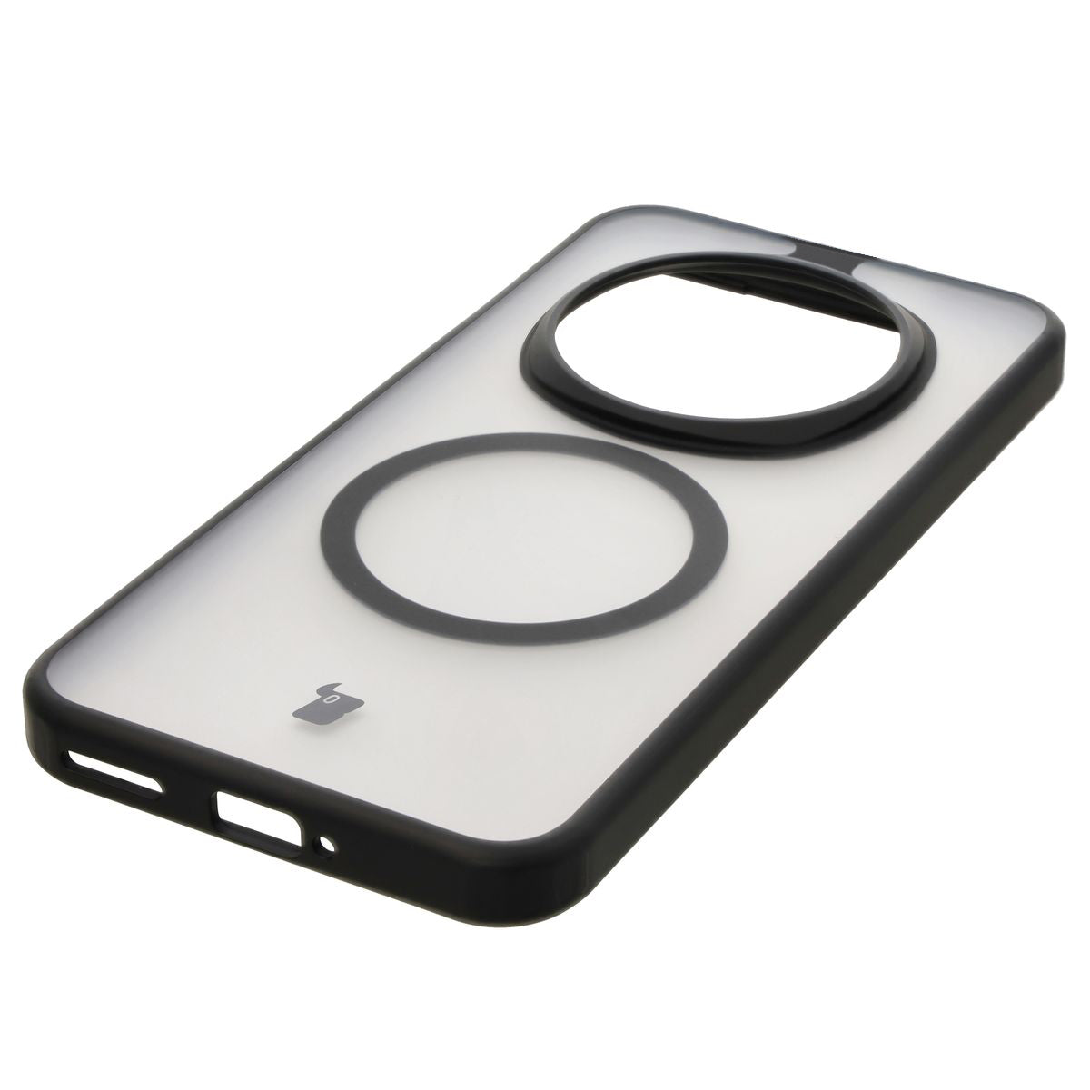 Handyhülle mit Magnetring für Honor Magic7 Pro, Bizon Case MatteO, Semitransparent mit schwarzem Rand