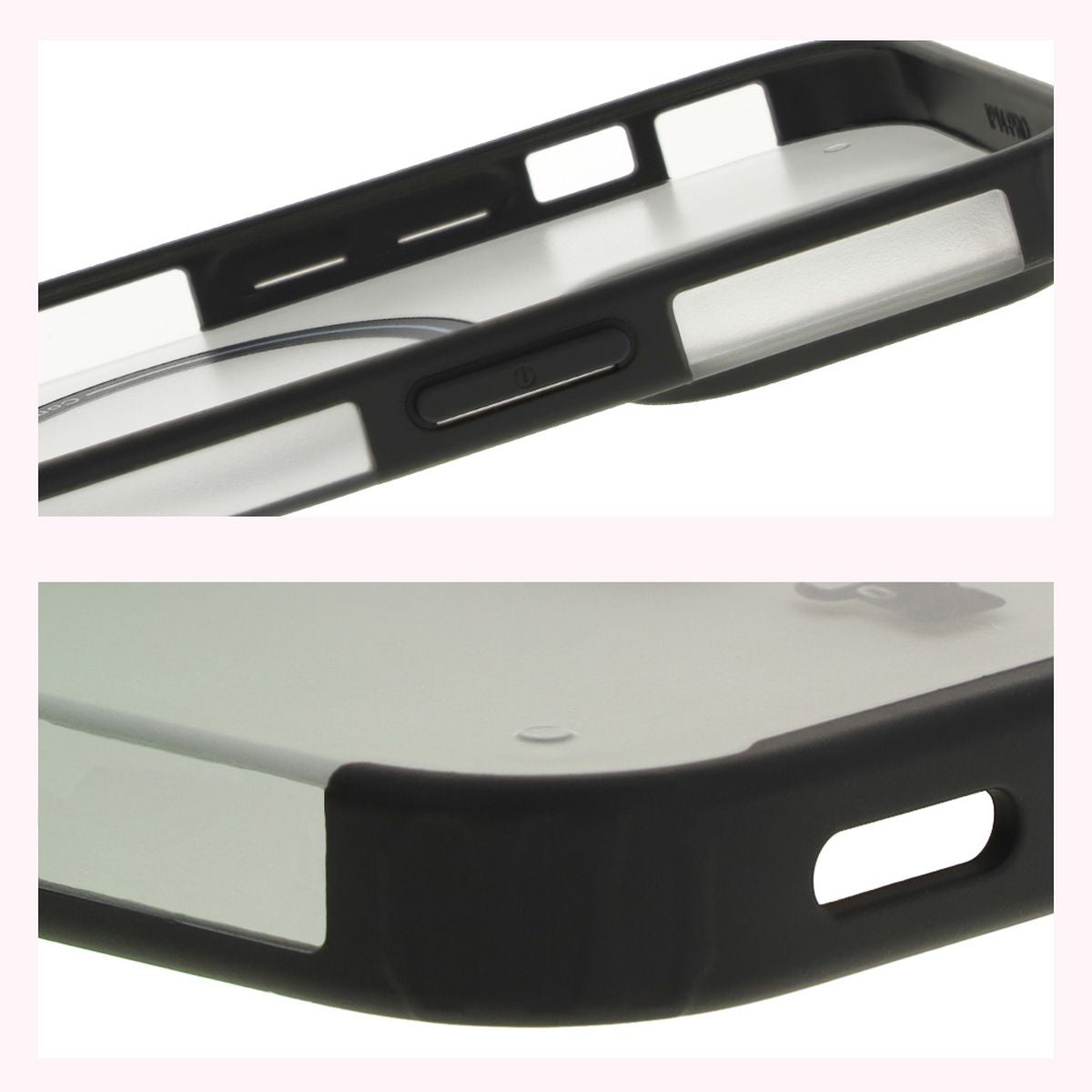 Handyhülle mit Magnetring für iPhone 14 Pro, Bizon Case MatteO, Semitransparent mit schwarzem Rand