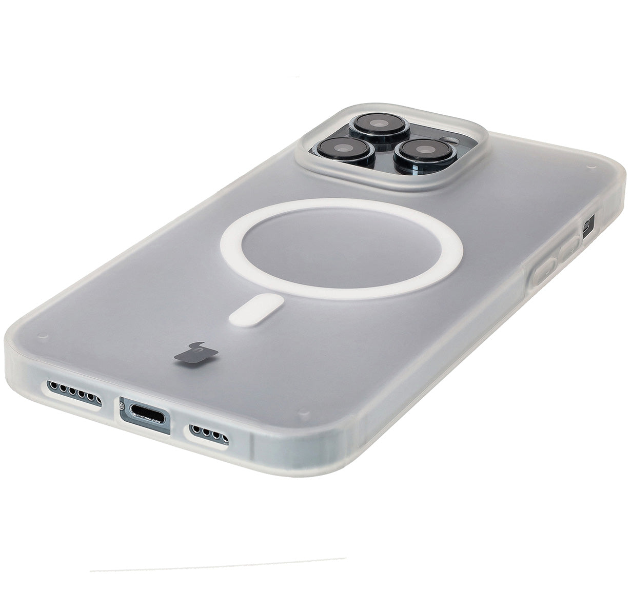 Handyhülle mit Magnetring für iPhone 14 Pro Max, Bizon Case MatteO, Semitransparent mit transparentem Rahmen