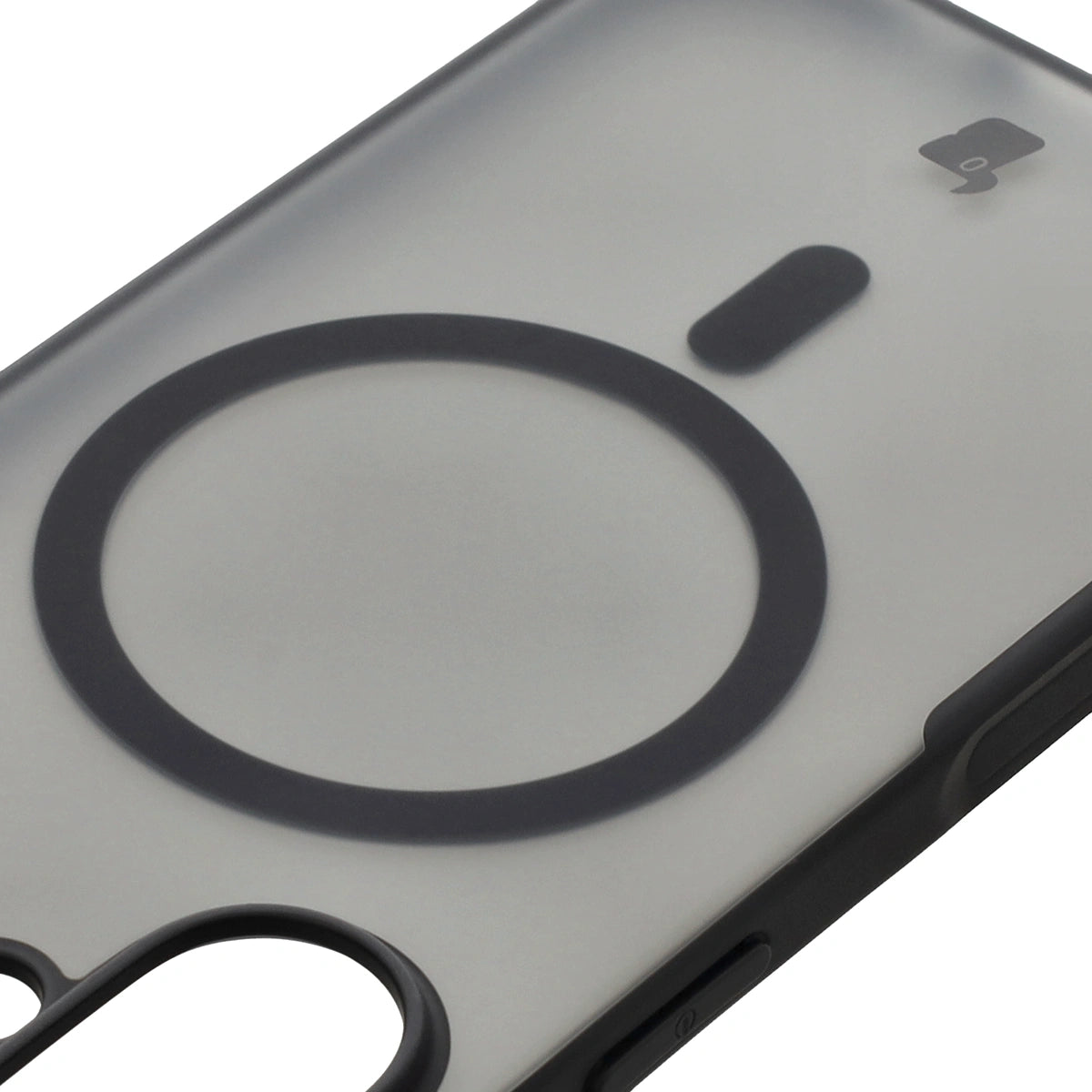 Handyhülle mit Magnetring für iPhone 16, Bizon Case MatteO, Semitransparent mit schwarzem Rand