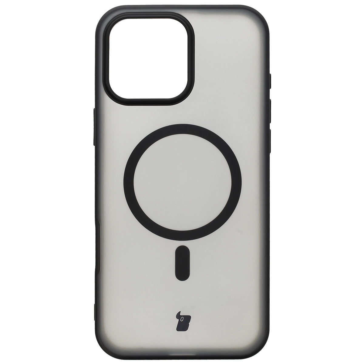 Handyhülle mit Magnetring für iPhone 16 Pro Max, Bizon Case MatteO, Semitransparent mit schwarzem Rand