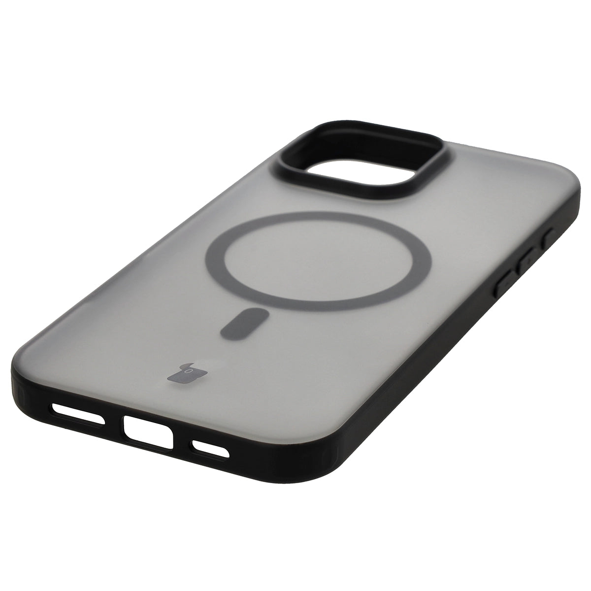 Handyhülle mit Magnetring für iPhone 16 Pro Max, Bizon Case MatteO, Semitransparent mit schwarzem Rand