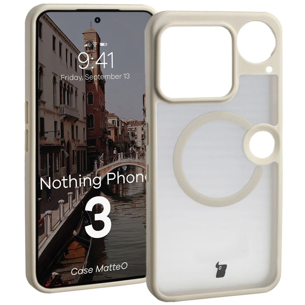 Handyhülle mit Magnetring für Nothing Phone (3), Bizon Case MatteO, Getönt-Beige
