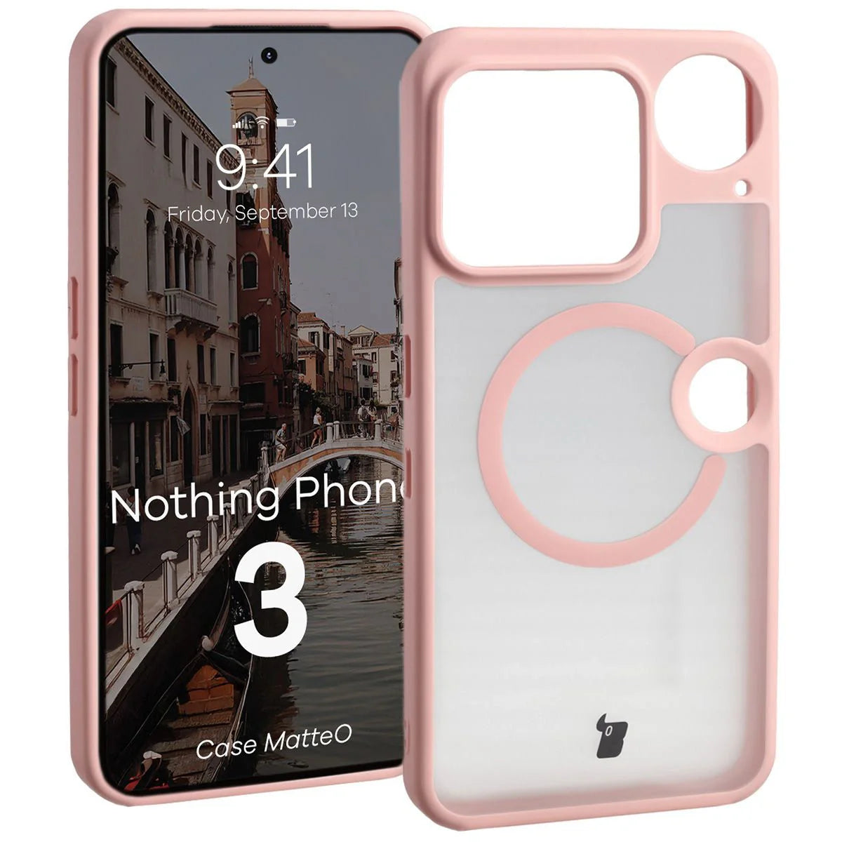 Handyhülle mit Magnetring für Nothing Phone (3), Bizon Case MatteO, Getönt-Hellrosa
