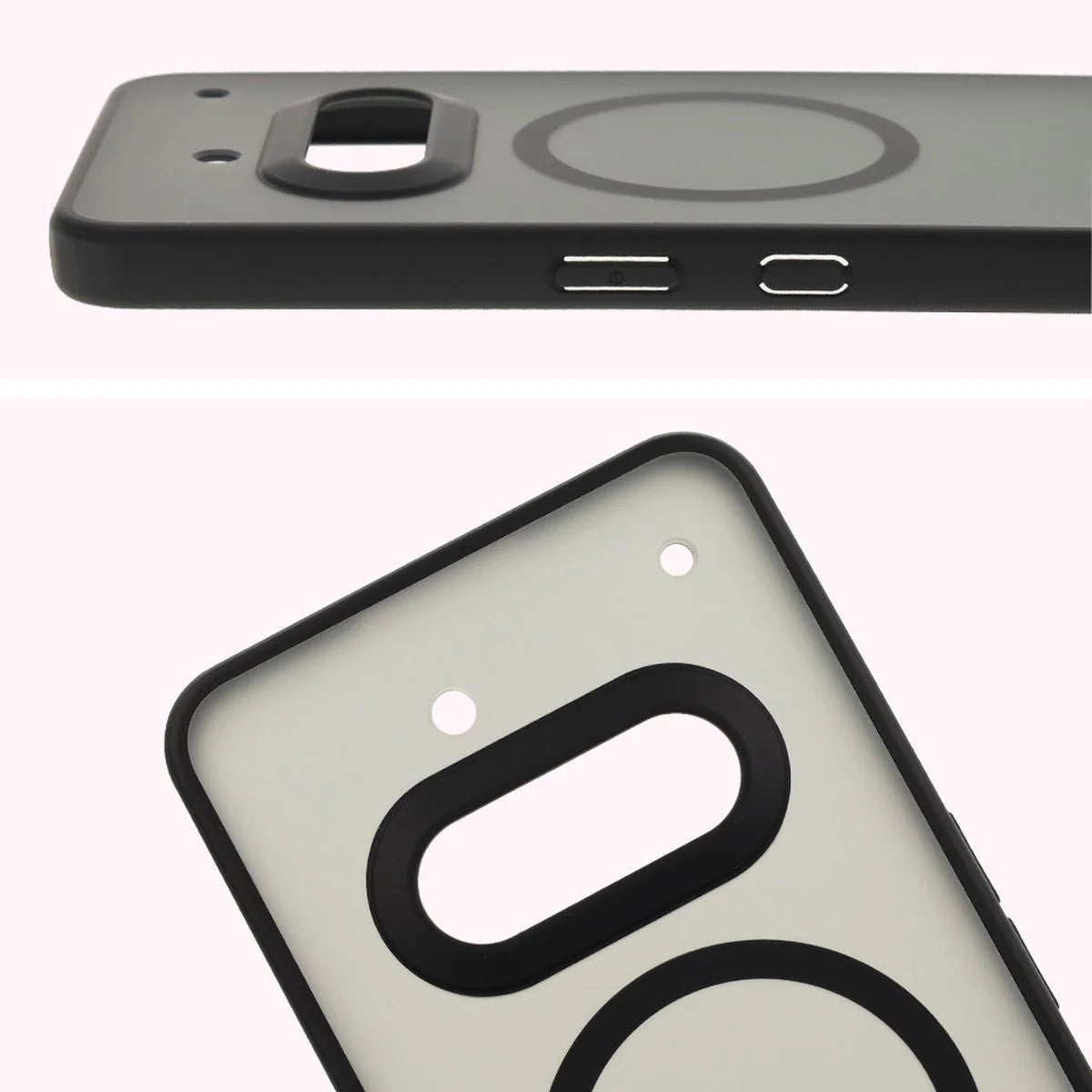 Handyhülle mit Magnetring für Nothing Phone (3a), Bizon Case MatteO, Getönt-Schwarz