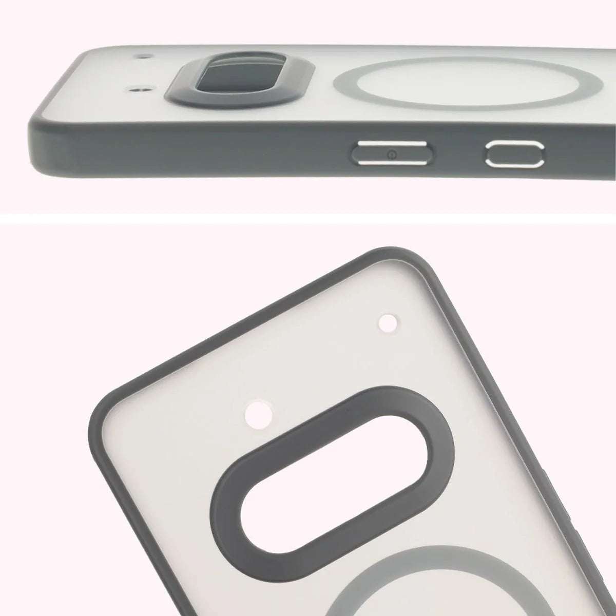 Handyhülle mit Magnetring für Nothing Phone (3a), Bizon Case MatteO, Getönt-Grau