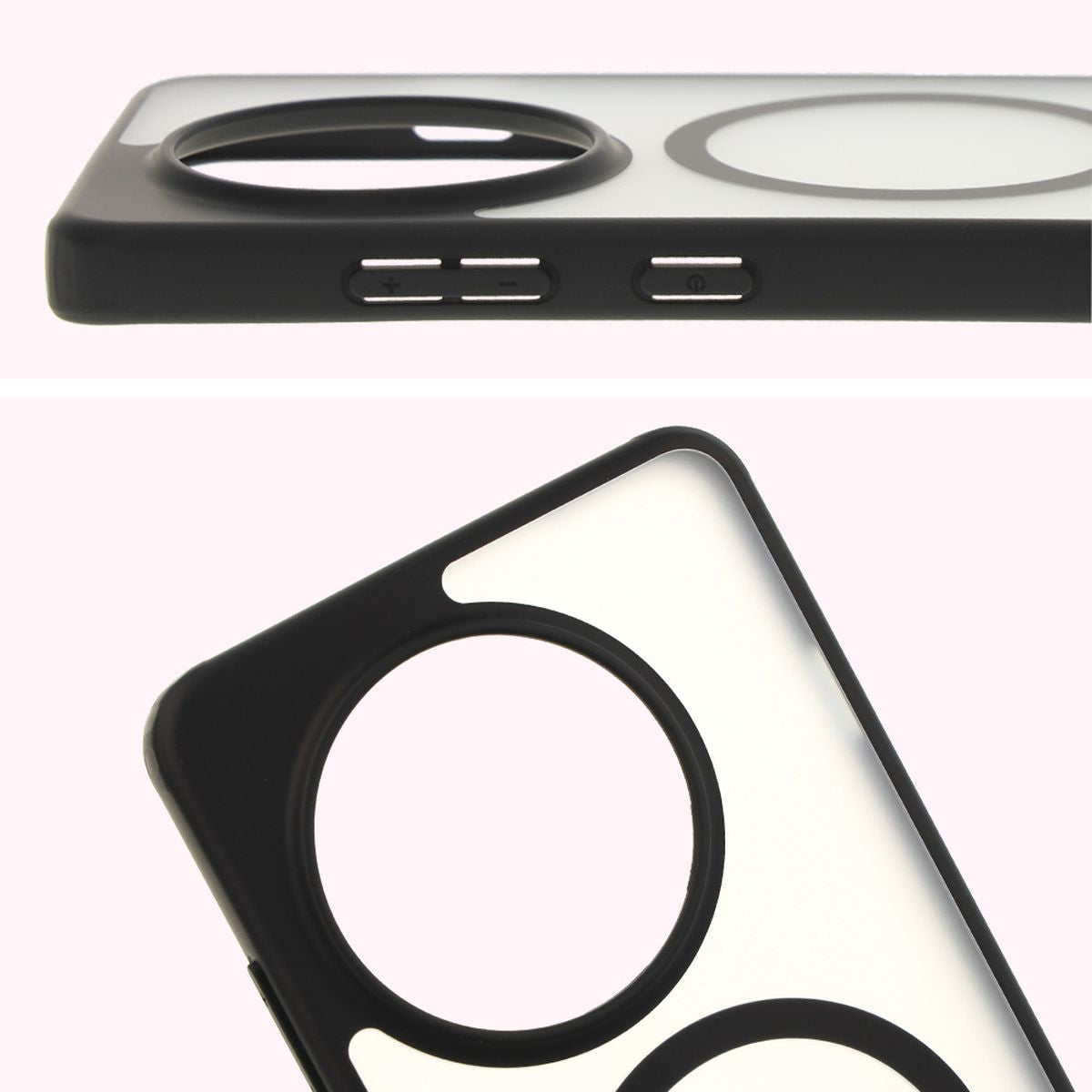 Handyhülle mit Magnetring für OnePlus 13R, Bizon Case MatteO, Semitransparent mit schwarzem Rand