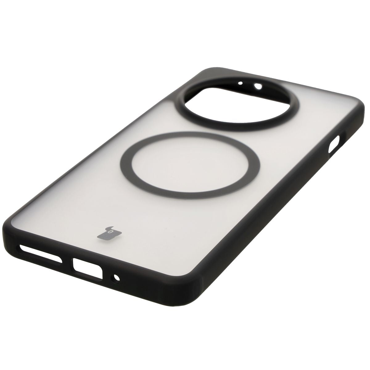 Handyhülle mit Magnetring für OnePlus 13R, Bizon Case MatteO, Semitransparent mit schwarzem Rand