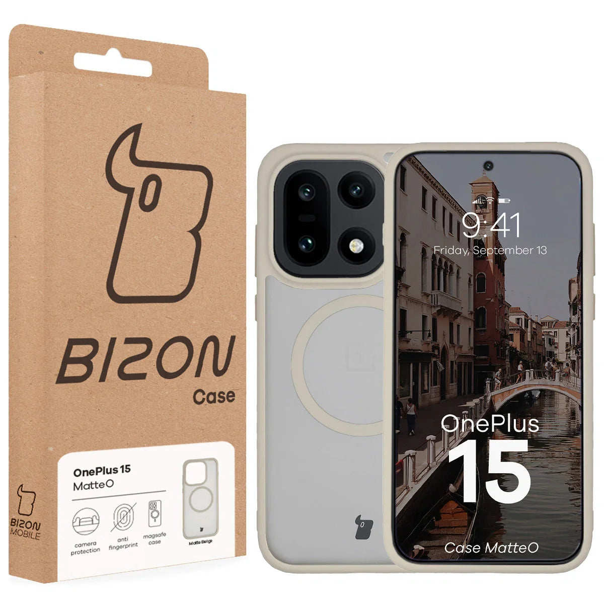 Handyhülle mit Magnetring für OnePlus 15, Bizon Case MatteO, Getönt-Beige