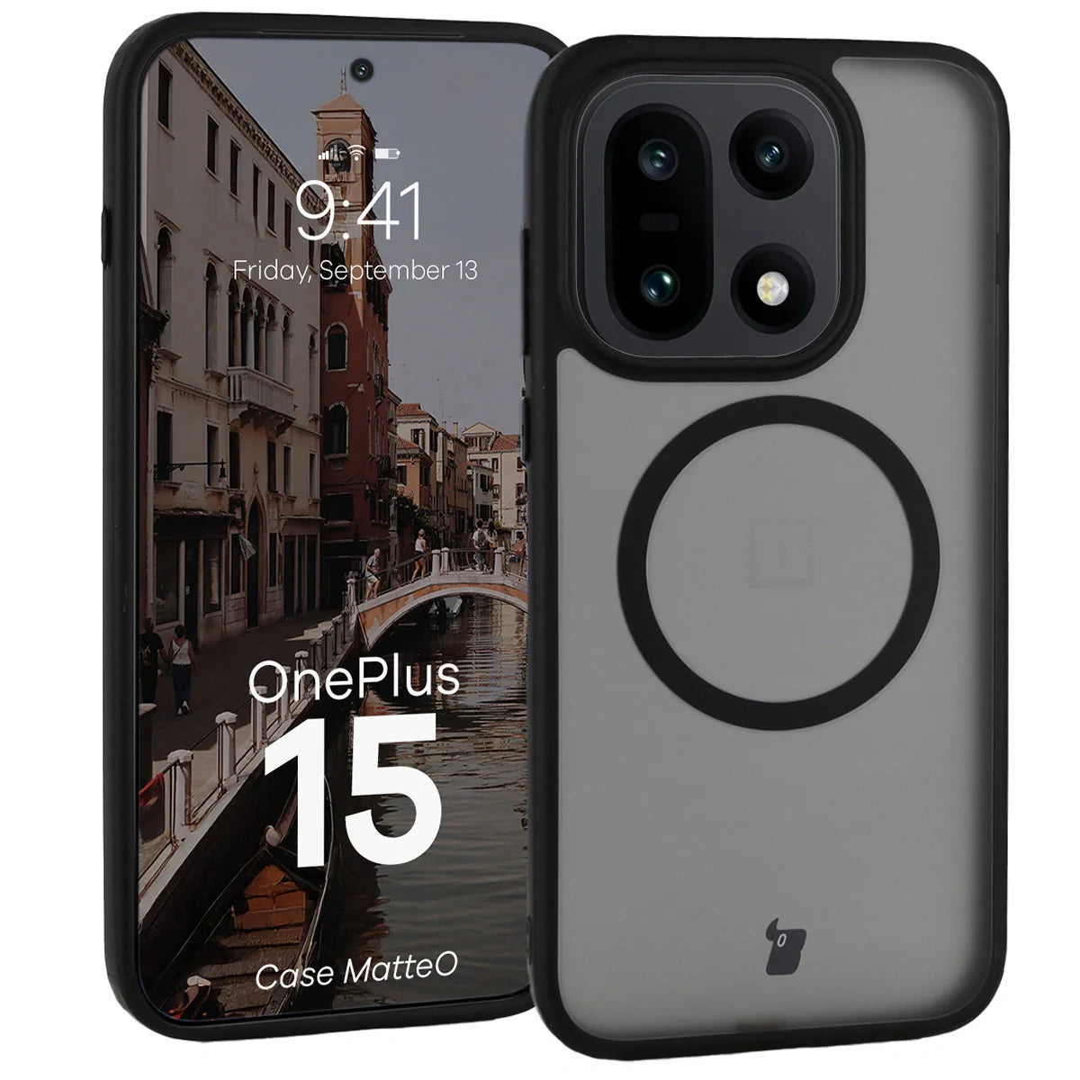 Handyhülle mit Magnetring für OnePlus 15, Bizon Case MatteO, Getönt-Schwarz