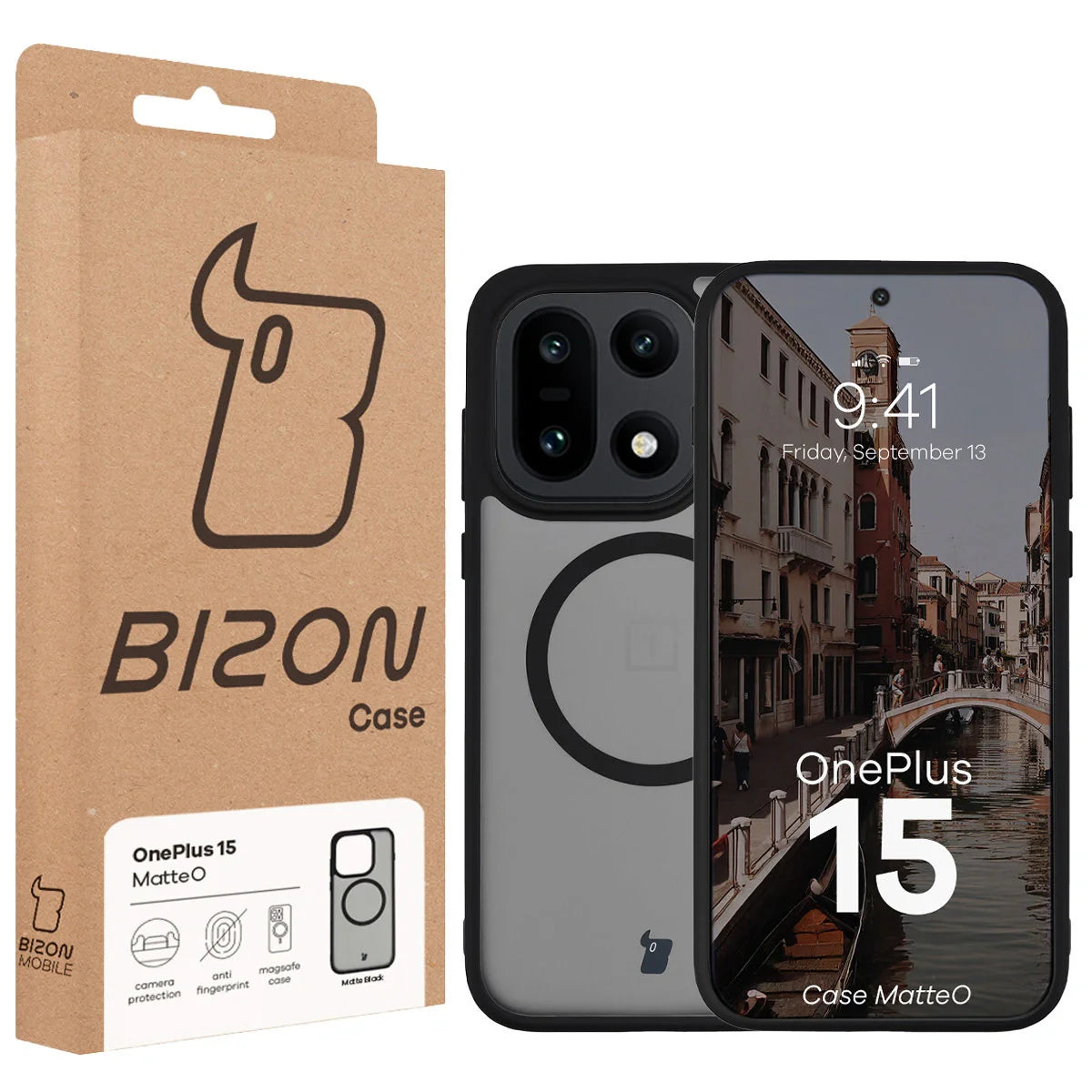 Handyhülle mit Magnetring für OnePlus 15, Bizon Case MatteO, Getönt-Schwarz