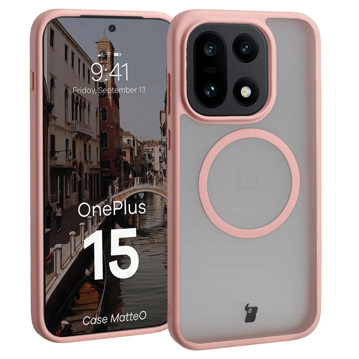 Handyhülle mit Magnetring für OnePlus 15, Bizon Case MatteO, Getönt-Hellrosa