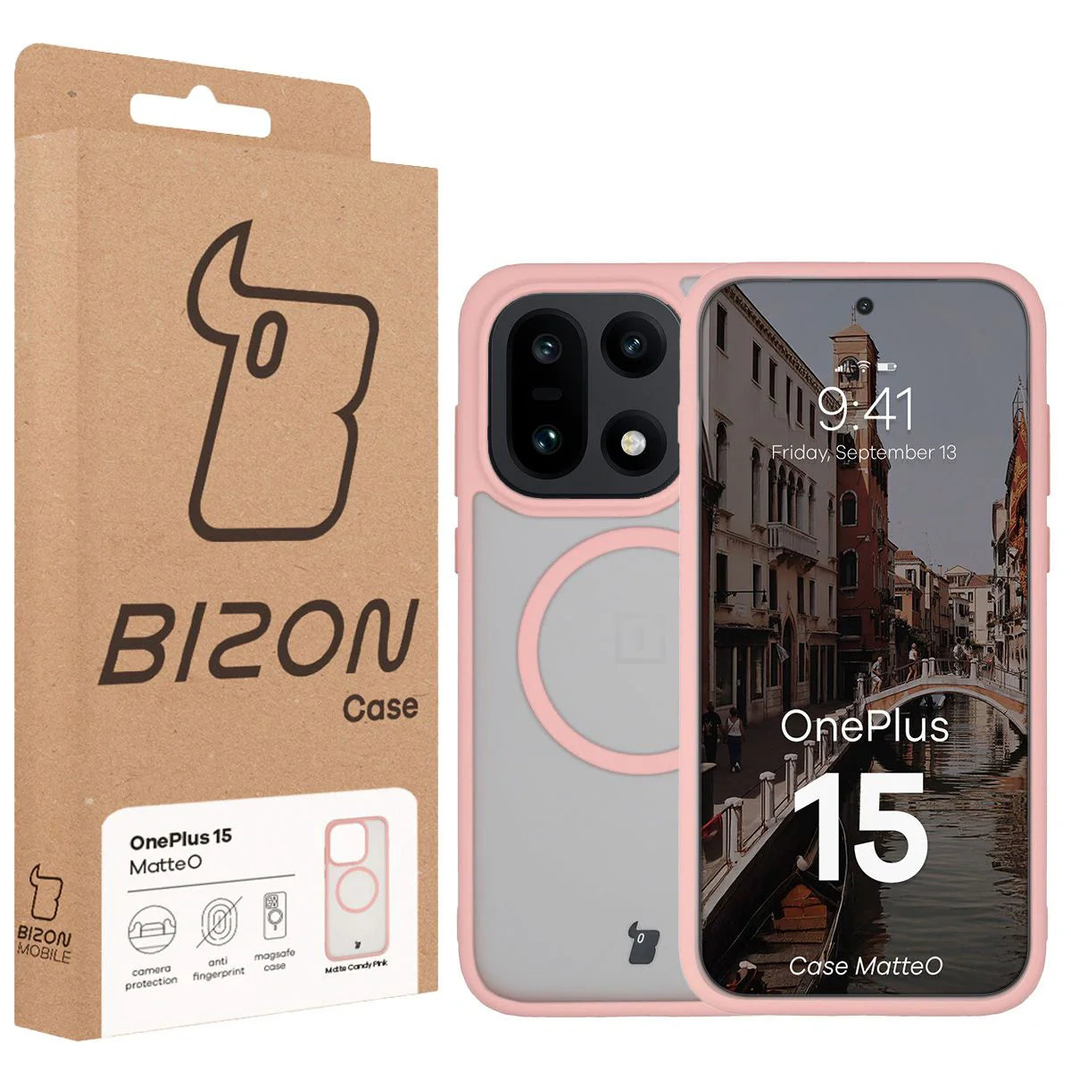 Handyhülle mit Magnetring für OnePlus 15, Bizon Case MatteO, Getönt-Hellrosa