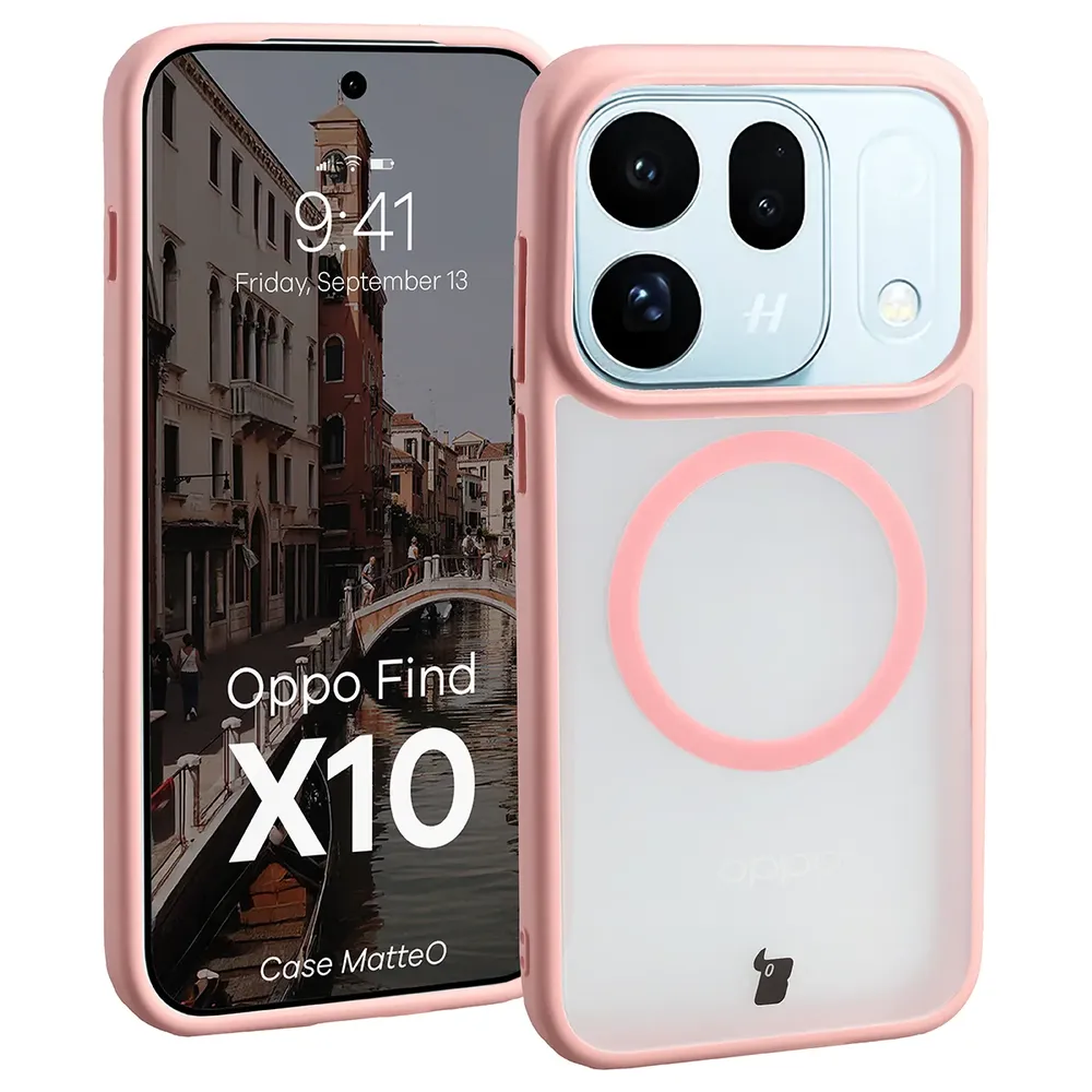 Handyhülle mit Magnetring für OPPO Find X10, Bizon Case MatteO, Getönt-Hellrosa (1/8)