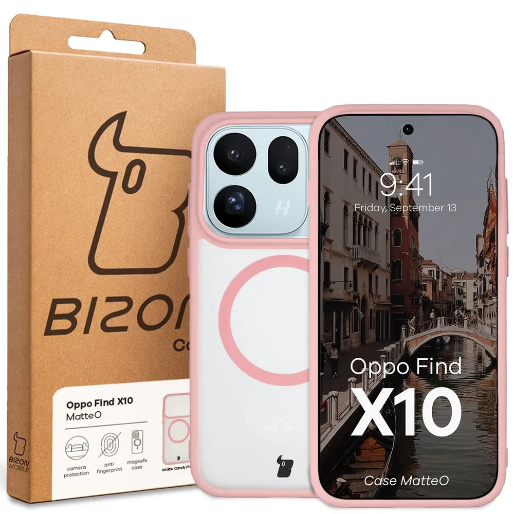 Handyhülle mit Magnetring für OPPO Find X10, Bizon Case MatteO, Getönt-Hellrosa (7/8)