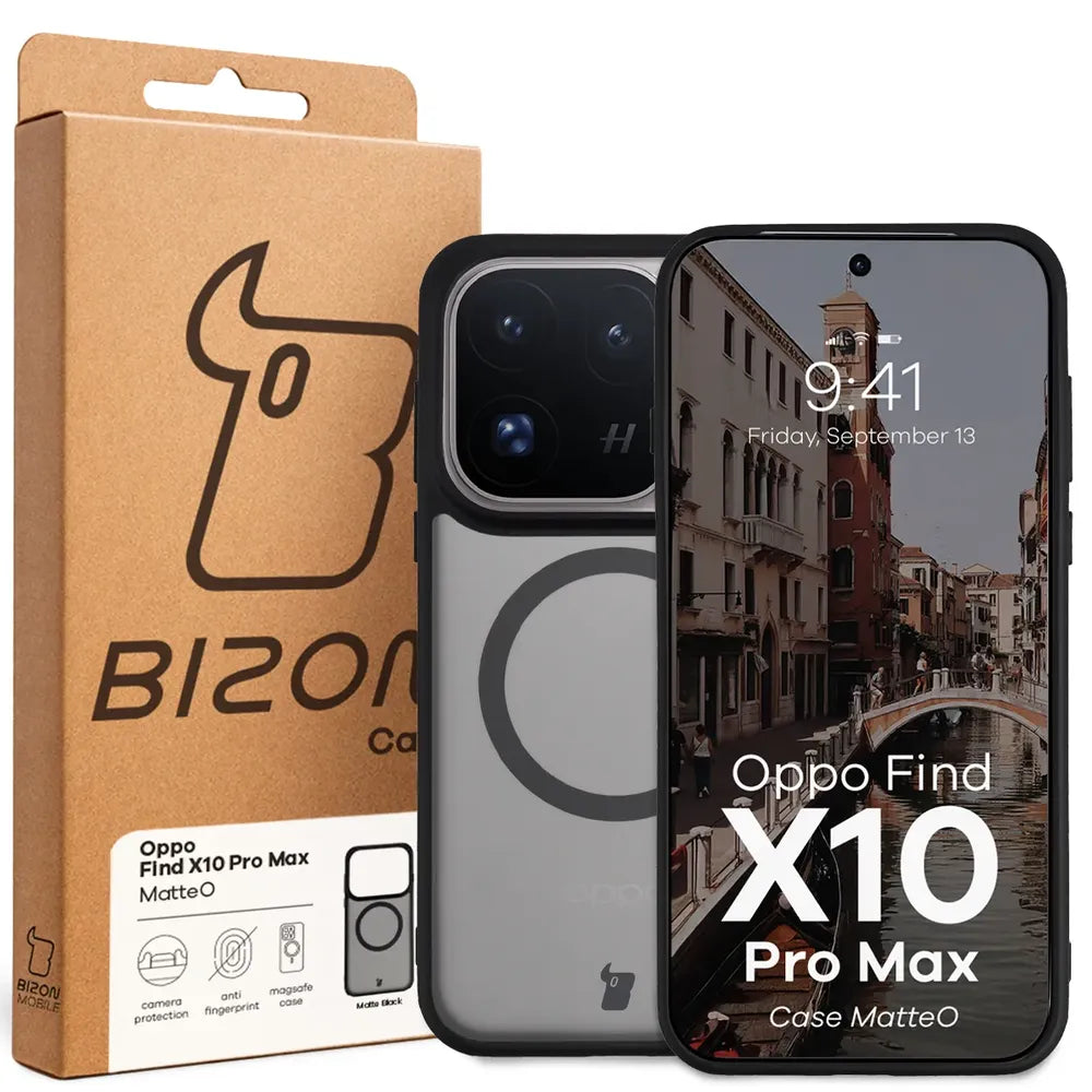 Handyhülle mit Magnetring für OPPO Find X10 Pro Max, Bizon Case MatteO, Getönt-Schwarz (7/7)