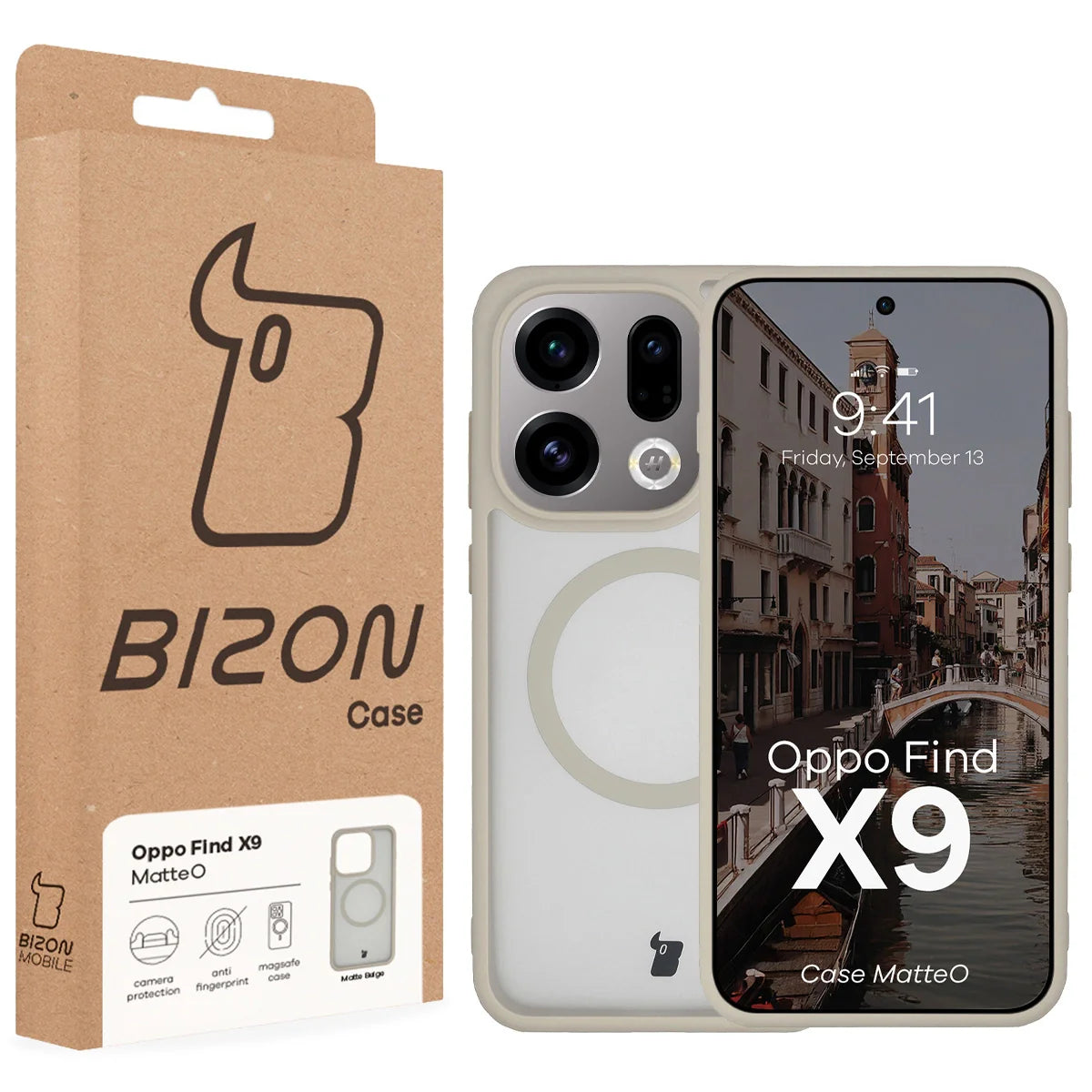 Handyhülle mit Magnetring für Oppo Find X9, Bizon Case MatteO, Getönt-Beige