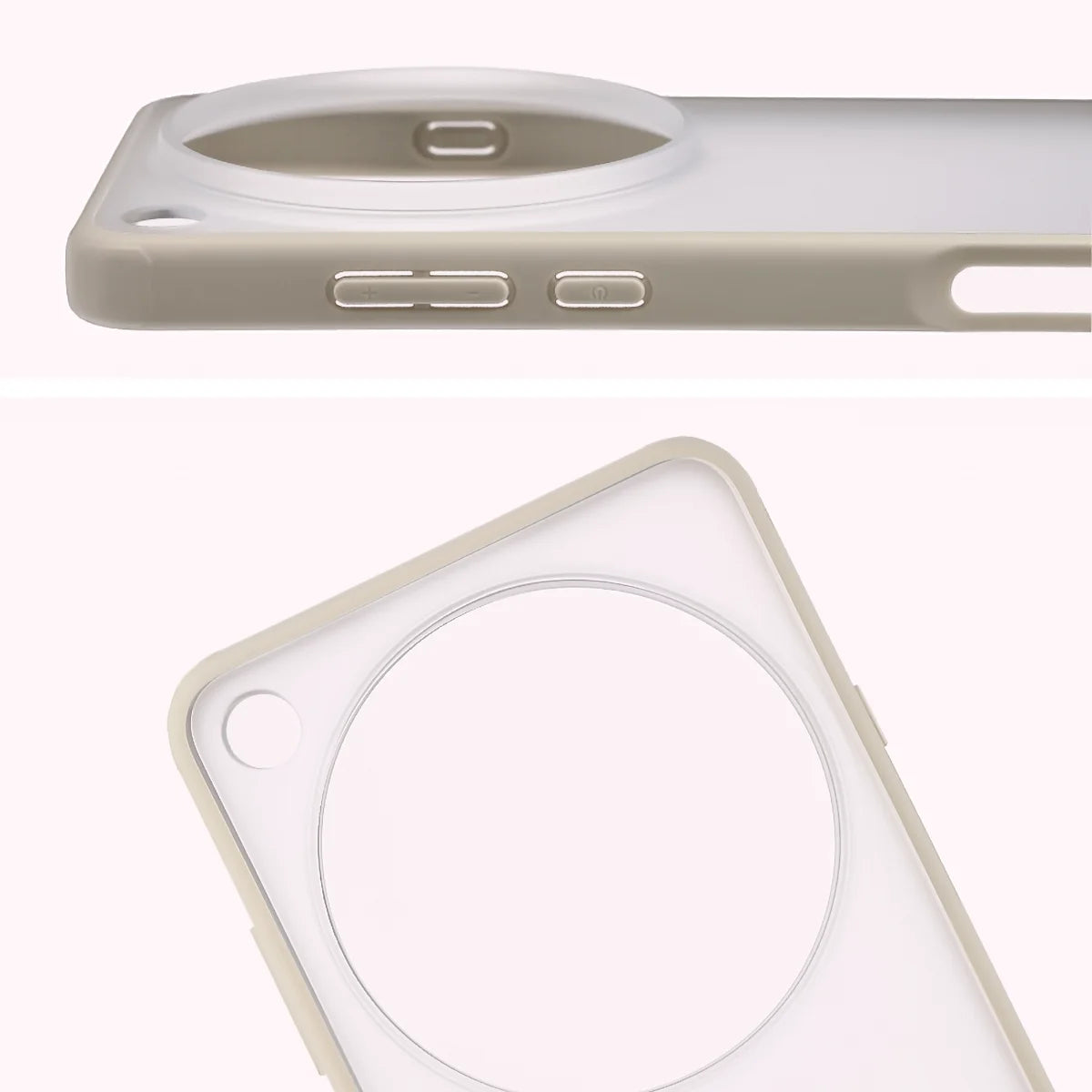 Handyhülle für Oppo Find X9 Ultra, Bizon Case Angelo, Semitransparent mit beigem Rahmen