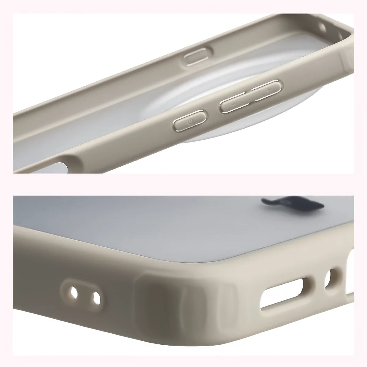 Handyhülle für Oppo Find X9 Ultra, Bizon Case Angelo, Semitransparent mit beigem Rahmen