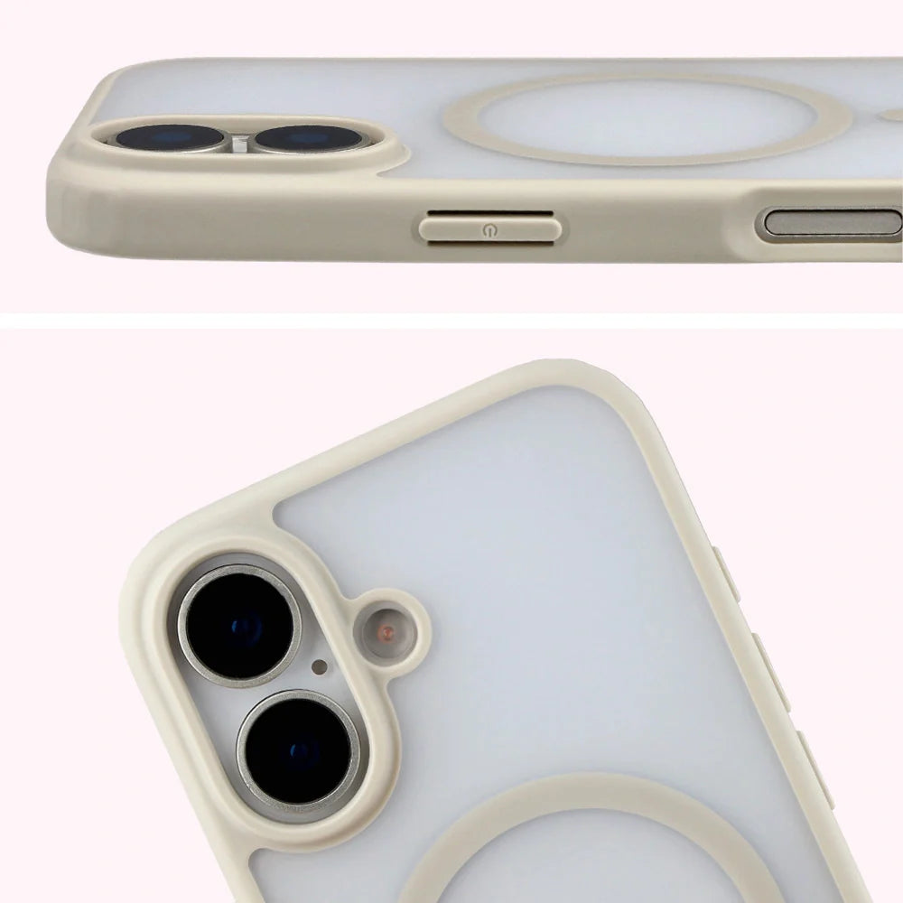 Schutzhülle mit Magnetring + gehärtetem Glas für iPhone 17, Bizon MatteO Pack, Getönt-Beige