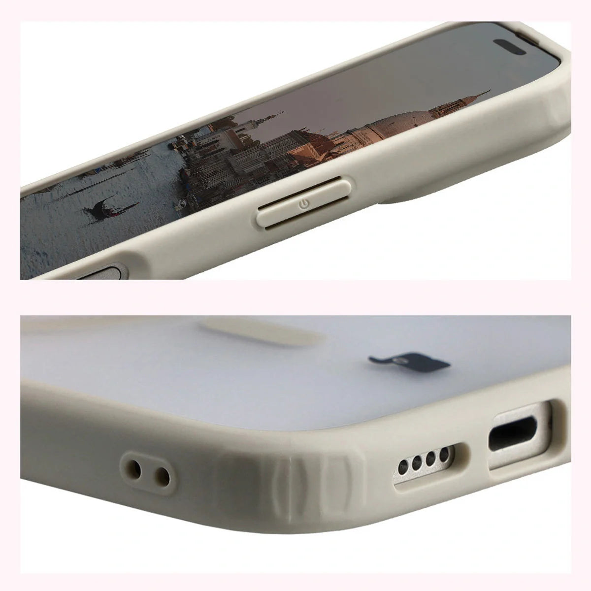 Schutzhülle mit Magnetring + gehärtetem Glas für iPhone 17, Bizon MatteO Pack, Getönt-Beige