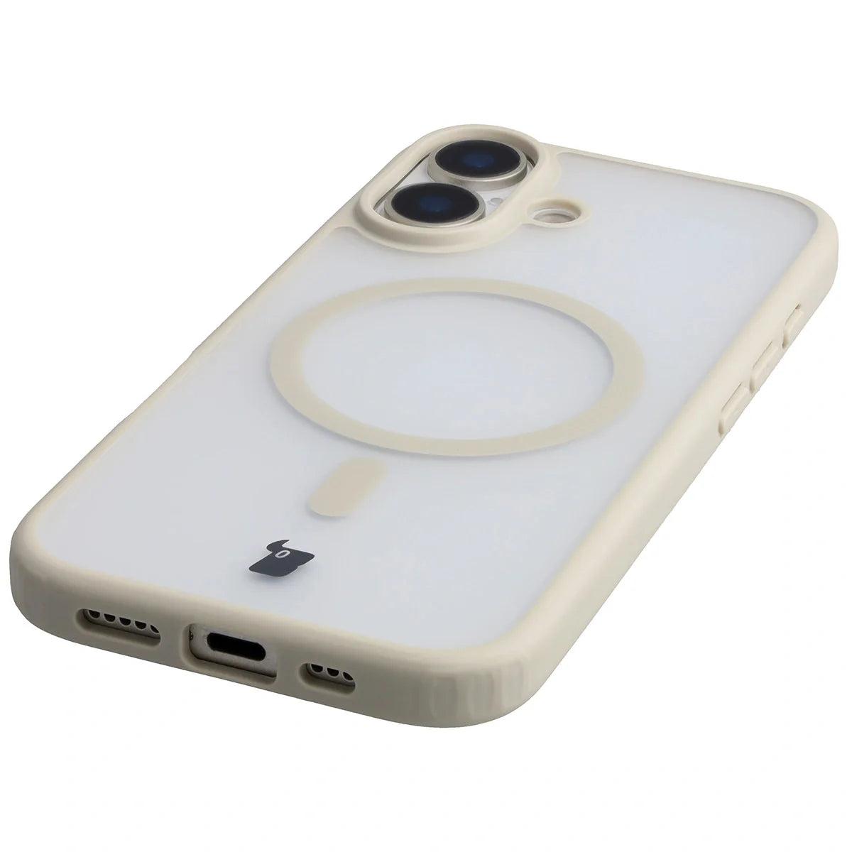 Schutzhülle mit Magnetring + gehärtetem Glas für iPhone 17, Bizon MatteO Pack, Getönt-Beige