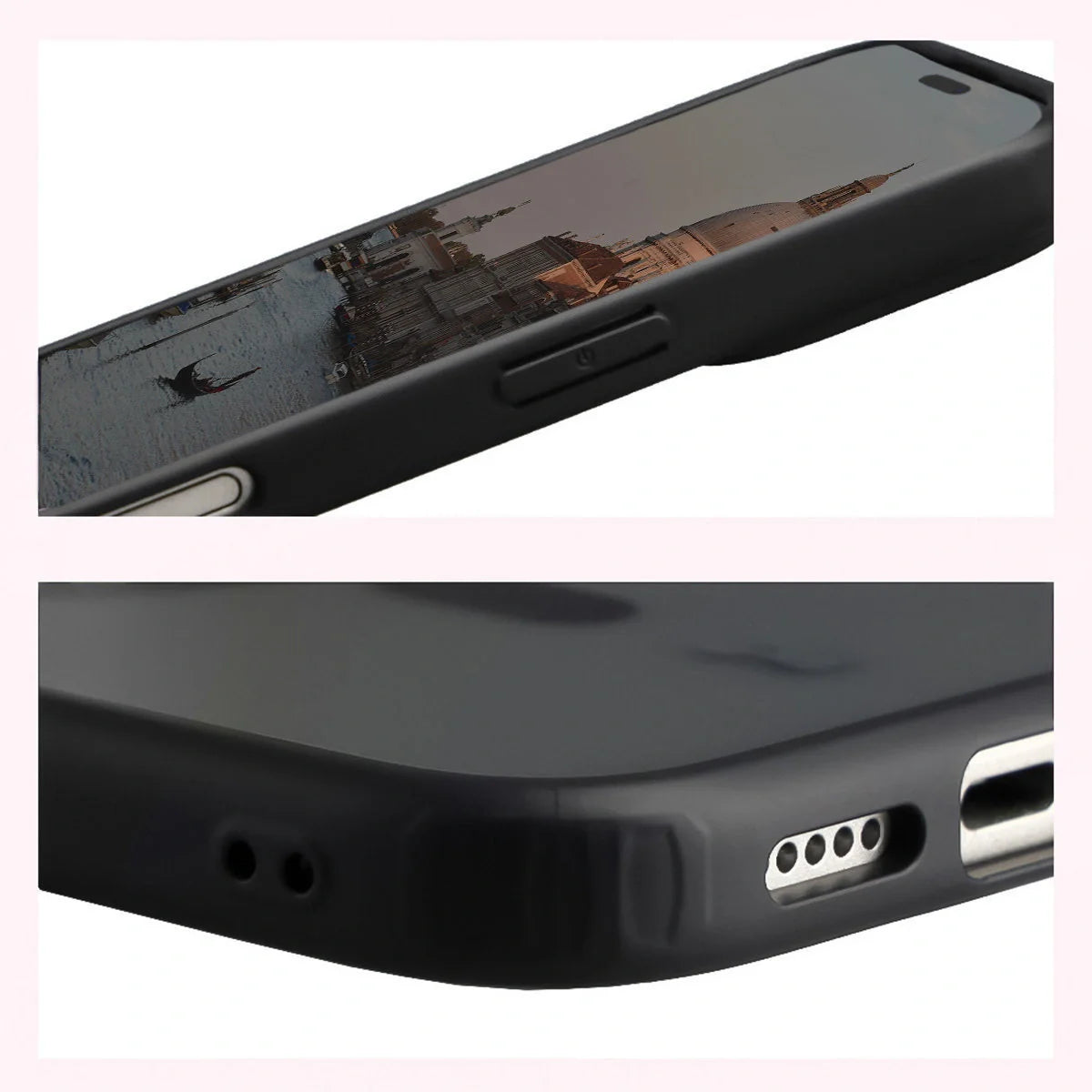 Schutzhülle mit Magnetring + gehärtetem Glas für iPhone 17, Bizon MatteO Pack, Getönt-Schwarz