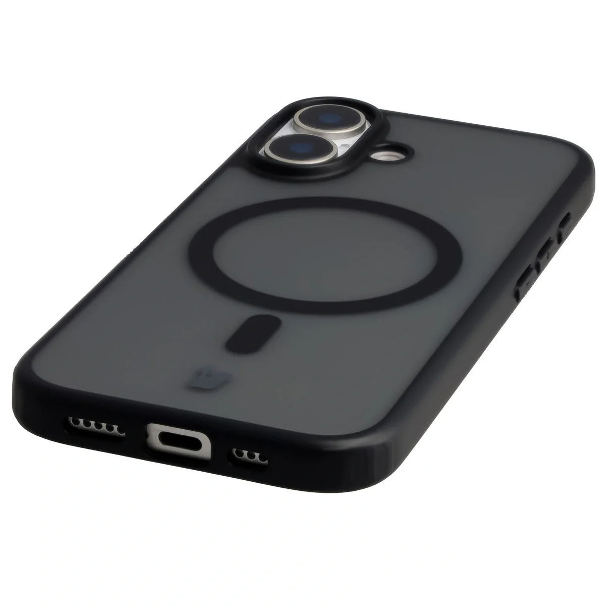 Schutzhülle mit Magnetring + gehärtetem Glas für iPhone 17, Bizon MatteO Pack, Getönt-Schwarz