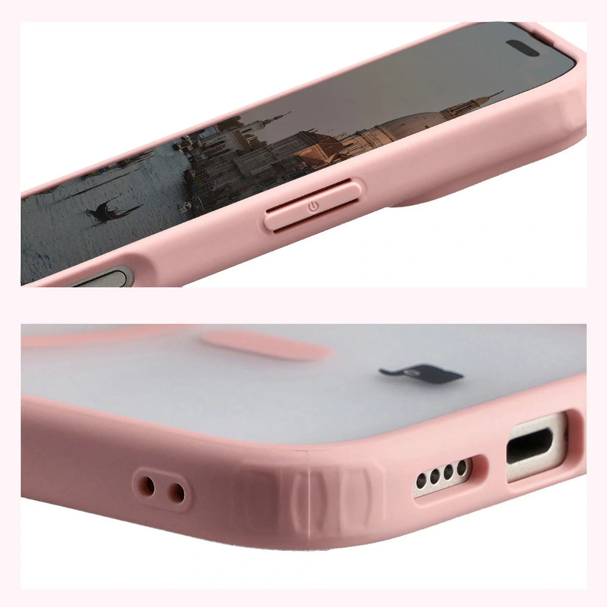 Schutzhülle mit Magnetring + gehärtetem Glas für iPhone 17, Bizon MatteO Pack, Getönt-Hellrosa