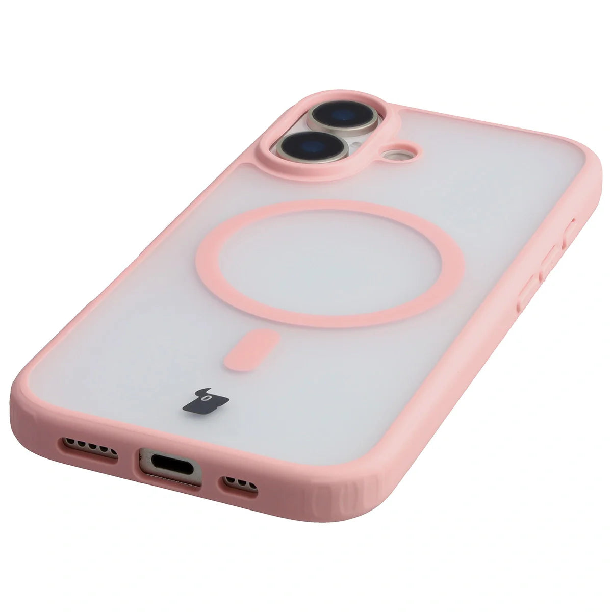 Schutzhülle mit Magnetring + gehärtetem Glas für iPhone 17, Bizon MatteO Pack, Getönt-Hellrosa