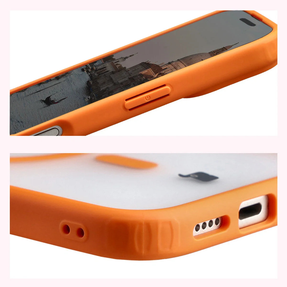 Schutzhülle mit Magnetring + gehärtetem Glas für iPhone 17, Bizon MatteO Pack, Getönt-Orange