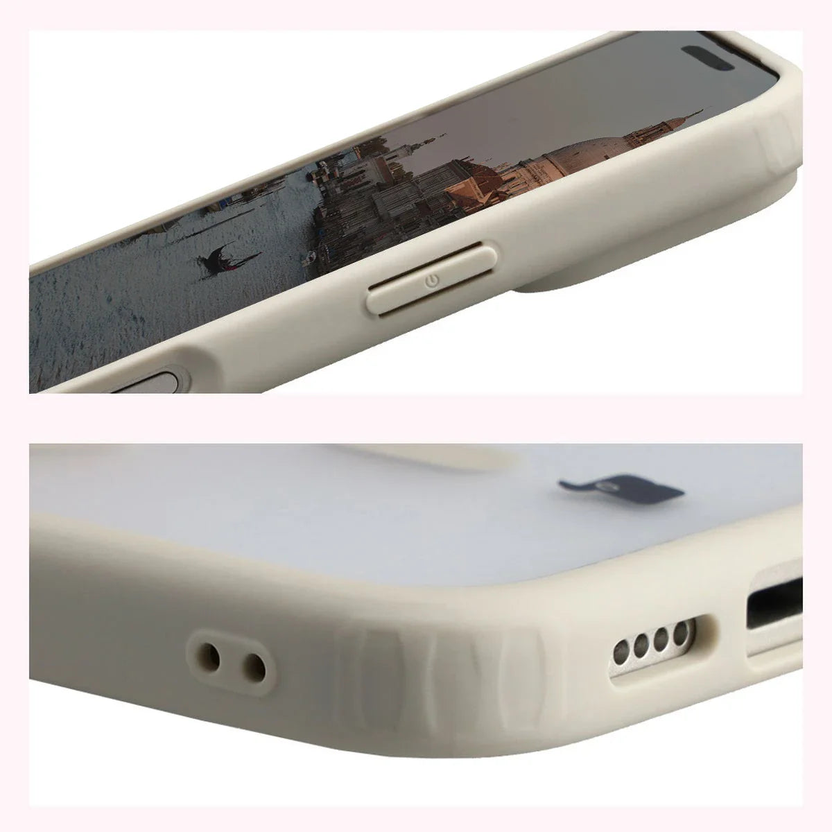 Schutzhülle mit Magnetring + gehärtetem Glas für iPhone 17 Pro, Bizon MatteO Pack, Getönt-Beige