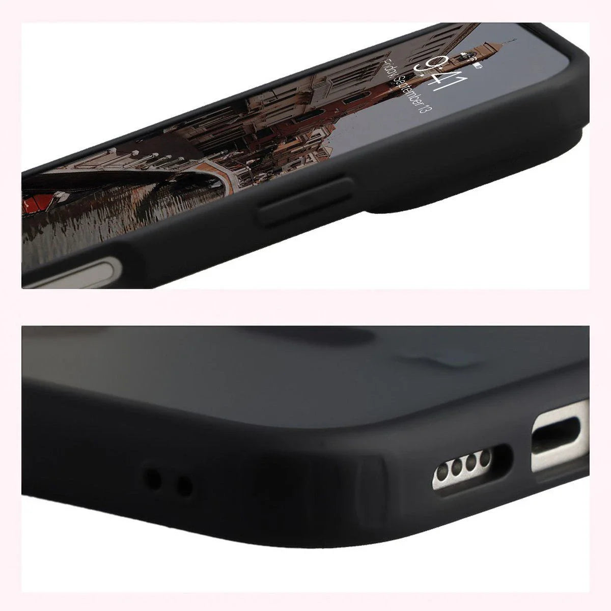 Schutzhülle mit Magnetring + gehärtetem Glas für iPhone 17 Pro, Bizon MatteO Pack, Getönt-Schwarz