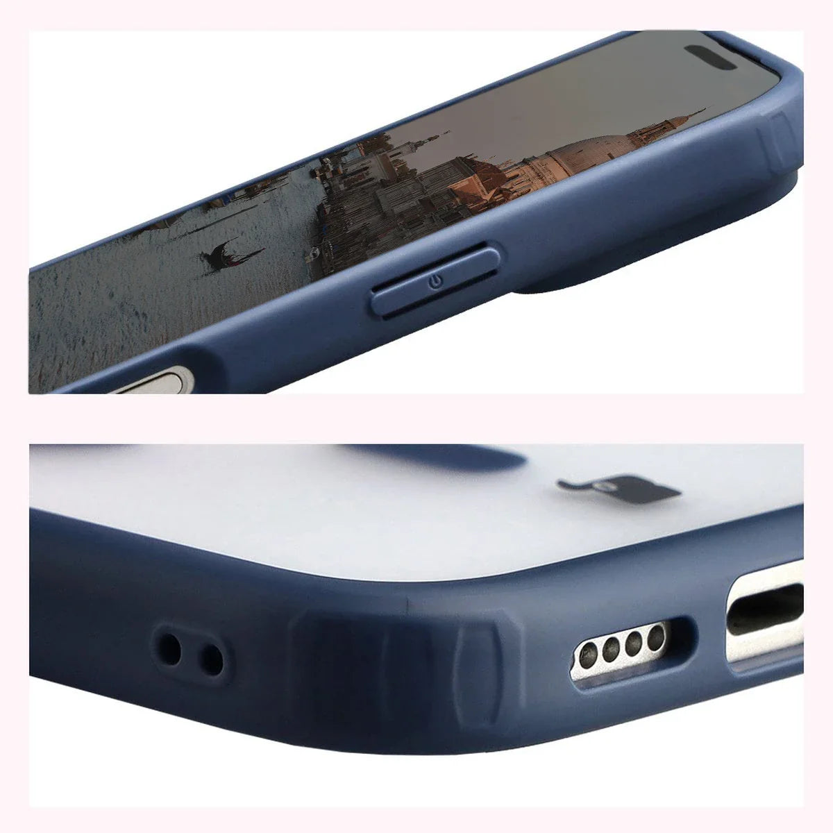 Schutzhülle mit Magnetring + gehärtetem Glas für iPhone 17 Pro, Bizon MatteO Pack, Getönt-Dunkelblau