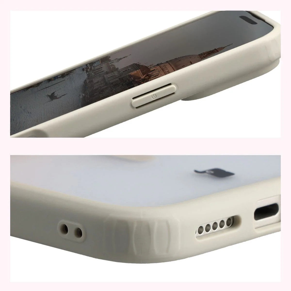 Schutzhülle mit Magnetring + gehärtetem Glas für iPhone 17 Pro Max, Bizon MatteO Pack, Getönt-Beige