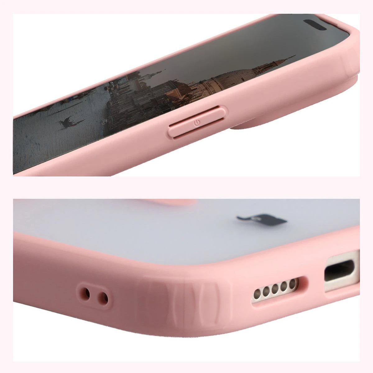 Schutzhülle mit Magnetring + gehärtetem Glas für iPhone 17 Pro Max, Bizon MatteO Pack, Getönt-Hellrosa