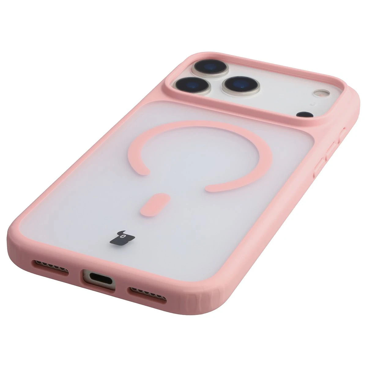 Schutzhülle mit Magnetring + gehärtetem Glas für iPhone 17 Pro Max, Bizon MatteO Pack, Getönt-Hellrosa