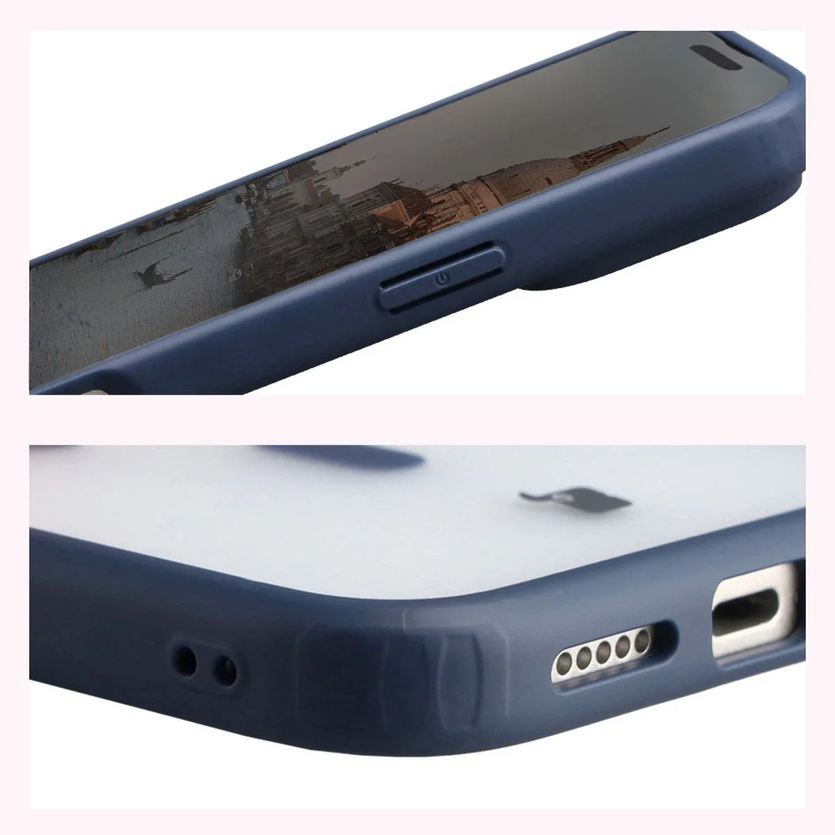 Schutzhülle mit Magnetring + gehärtetem Glas für iPhone 17 Pro Max, Bizon MatteO Pack, Getönt-Dunkelblau