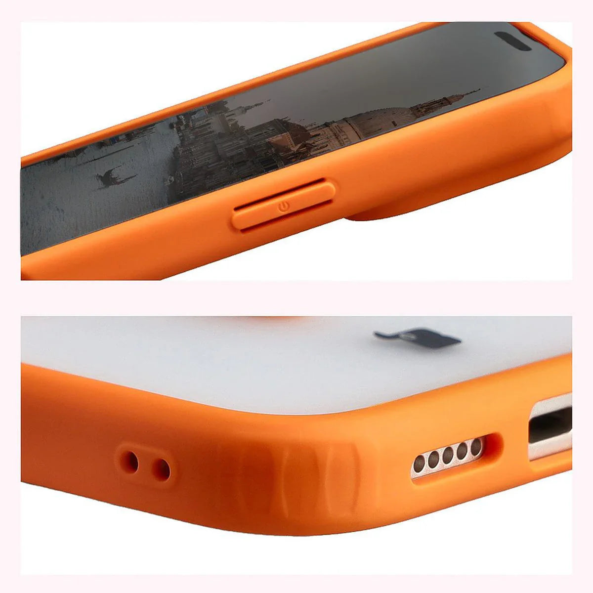 Schutzhülle mit Magnetring + gehärtetem Glas für iPhone 17 Pro Max, Bizon MatteO Pack, Getönt-Orange