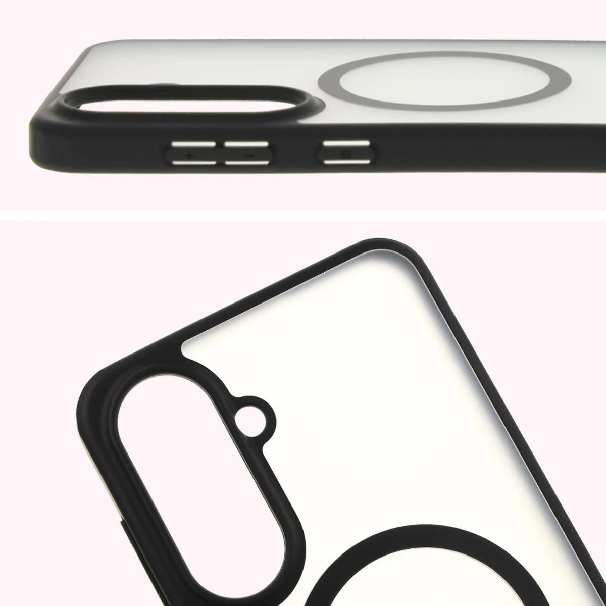 Schutzhülle mit Magnetring + gehärtetem Glas Bizon MatteO Pack für Galaxy A56 5G, Getönt-Schwarz