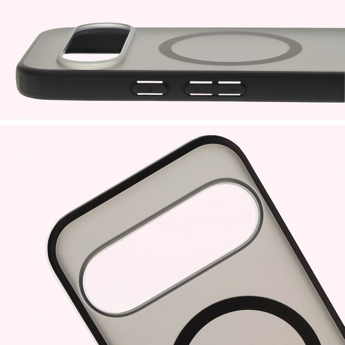 Schutzhülle mit Magnetring + gehärtetem Glas für Google Pixel 10 / 10 Pro, Bizon MatteO Pack, Getönt-Schwarz