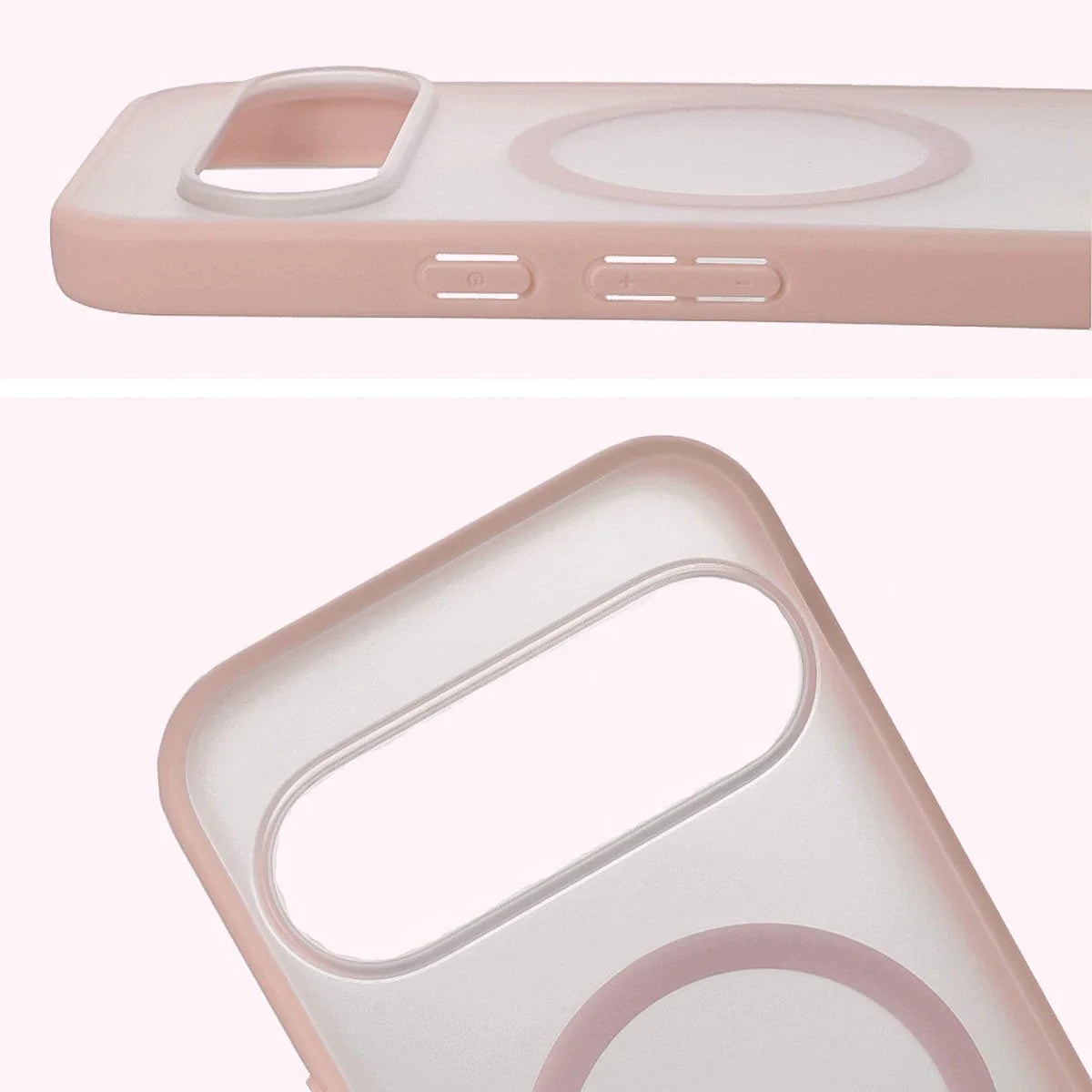 Schutzhülle mit Magnetring + gehärtetem Glas für Google Pixel 10 / 10 Pro, Bizon MatteO Pack, Getönt-Hellrosa