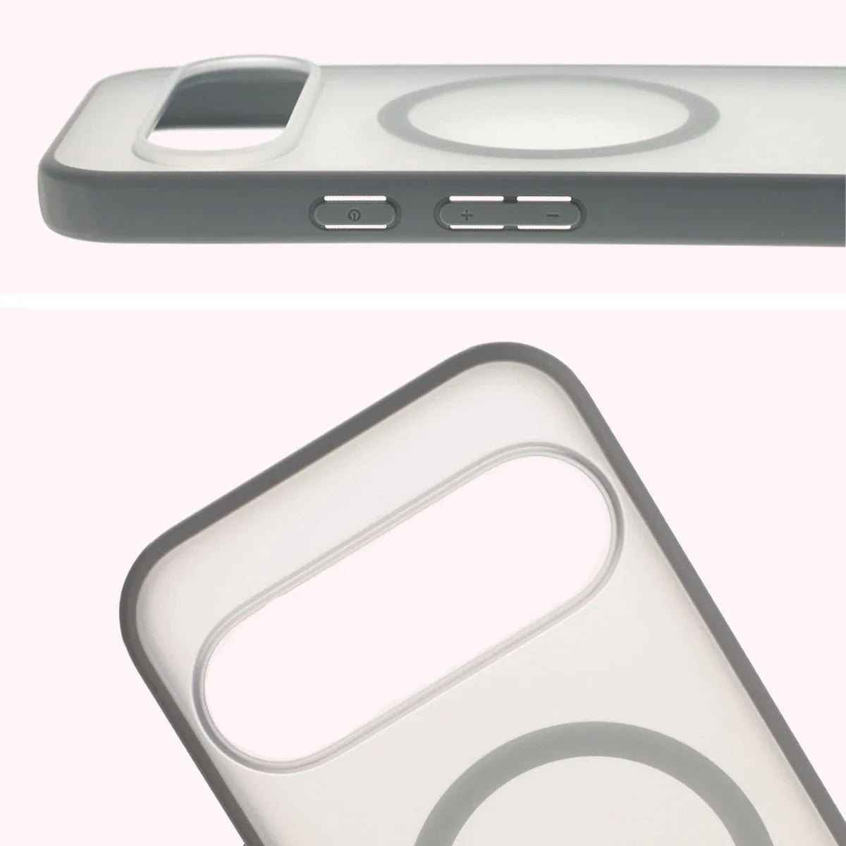 Schutzhülle mit Magnetring + gehärtetem Glas für Google Pixel 10 / 10 Pro, Bizon MatteO Pack, Getönt-Grau