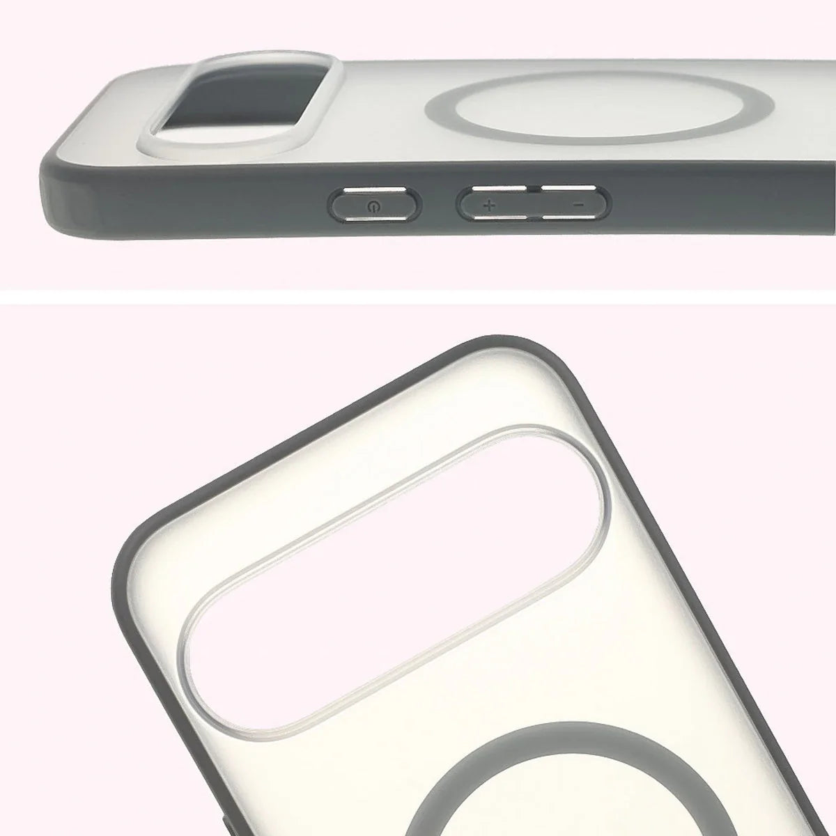 Schutzhülle mit Magnetring + gehärtetem Glas Bizon MatteO Pack für Google Pixel 10 Pro XL, Getönt-Grau