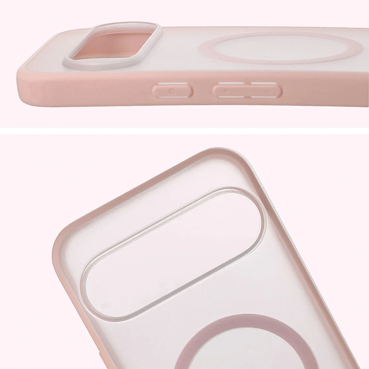 Schutzhülle mit Magnetring + gehärtetem Glas für Google Pixel 10 Pro XL, Bizon MatteO Pack, Getönt-Rosa