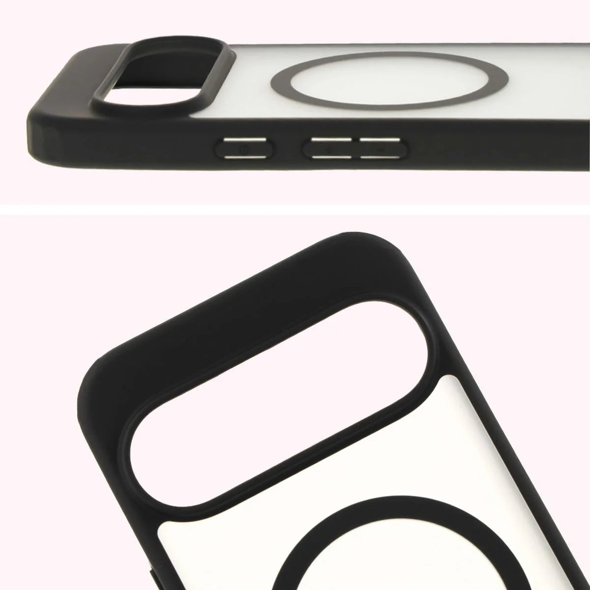 Schutzhülle mit Magnetring + gehärtetem Glas für Google Pixel 9 / 9 Pro, Bizon MatteO Pack, Getönt-Schwarz