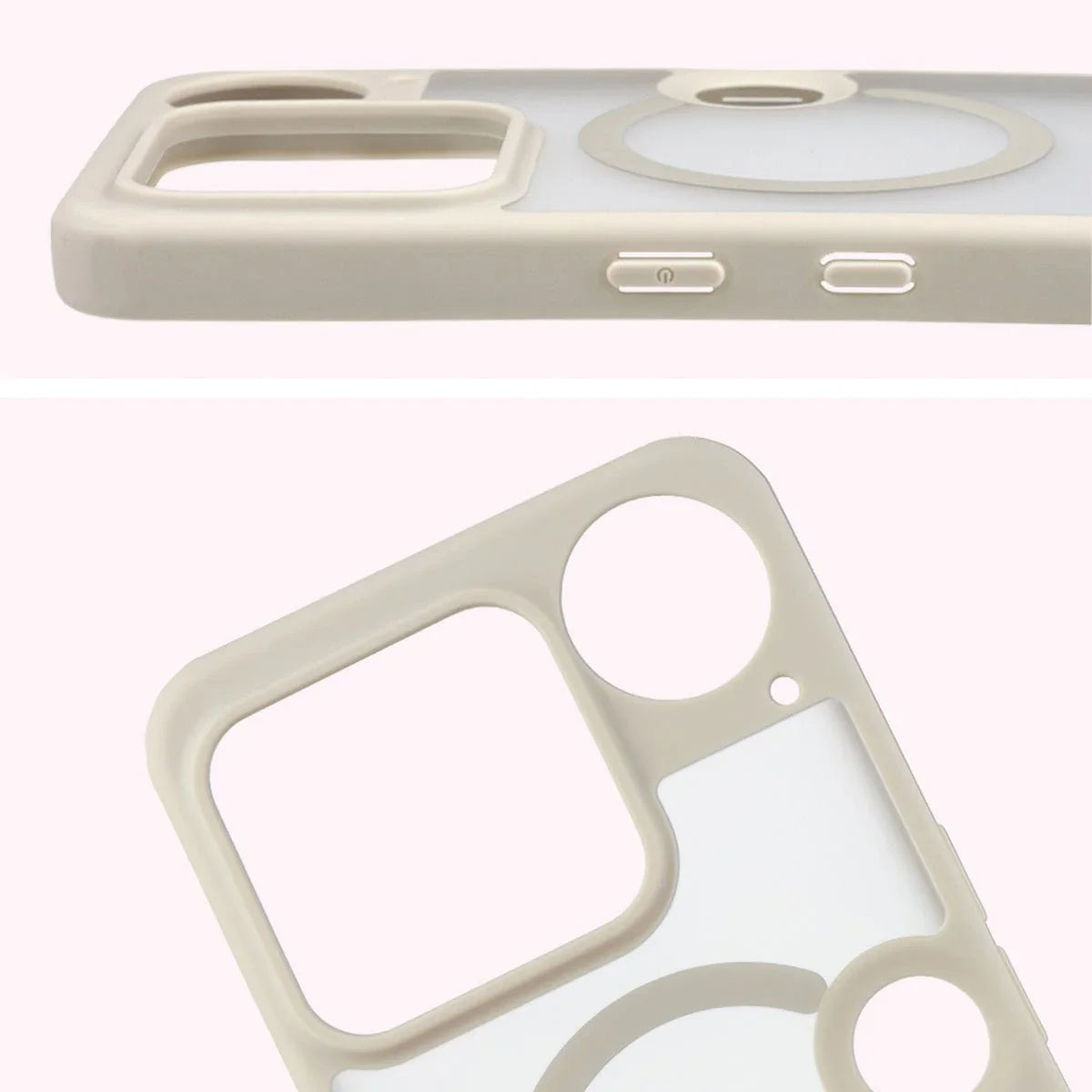 Schutzhülle mit Magnetring + gehärtetem Glas für Nothing Phone (3), Bizon MatteO Pack, Getönt-Beige