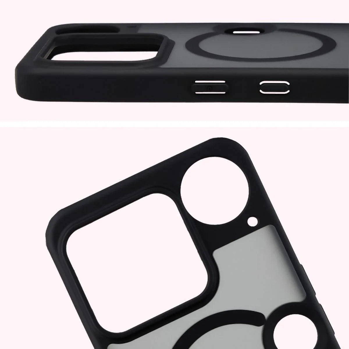 Schutzhülle mit Magnetring + gehärtetem Glas für Nothing Phone (3), Bizon MatteO Pack, Getönt-Schwarz